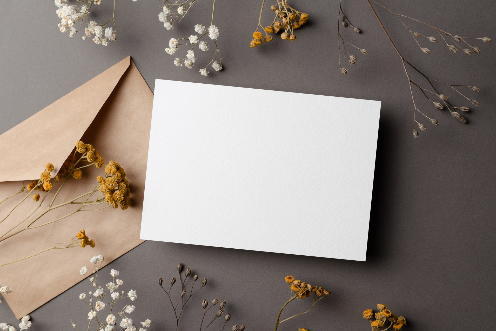 Wedding invitation card mockup with envelope